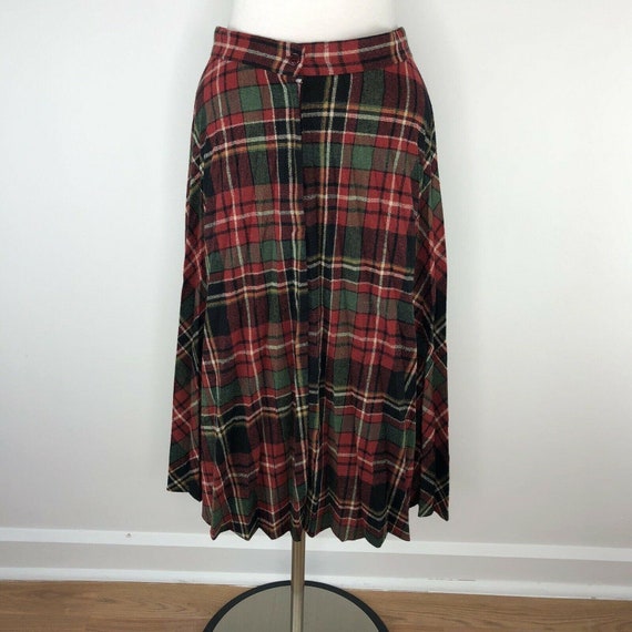 Vtg Catch Can Red Green Pleated Christmas Plaid S… - image 3