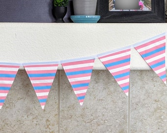 Trans Pride Garland - Transgender Flag Banner - LGBTQ - Pride Banner - Trans Pride Garland - Trans Flag Bunting - Trans Flag