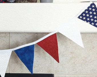 American Flag Banner - Fabric Bunting - Patriotic Decor - Red White Blue -Americana -July 4th -4th of July Banner -USA theme -Fourth of July