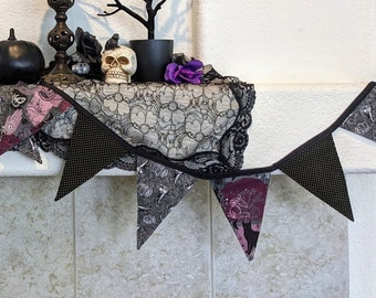 Witchcore Banner - Witchy Decor - Halloween Banner - Goth Decor - Skulls and Crystals -Witchy Home -Black and Purple -Witchy Garland