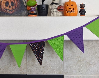 Halloween Bunting Banner - Halloween Banner - Purple and Green Decor - Fun Halloween Decor - Halloween Party - Beetlejuice Inspired -