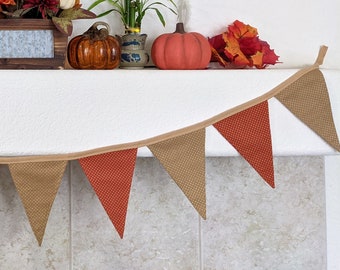 Fall Fabric Banner -Fall Bunting-Autumn Garland -Earth Tone Decor-Fall Mantel Decor -Thanksgiving Decor -Thanksgiving Garland -Autumn Decor