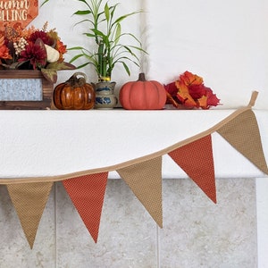 Fall Fabric Banner Fall Bunting-Autumn Garland Earth Tone Decor-Fall Mantel Decor Thanksgiving Decor Thanksgiving Garland Autumn Decor image 1