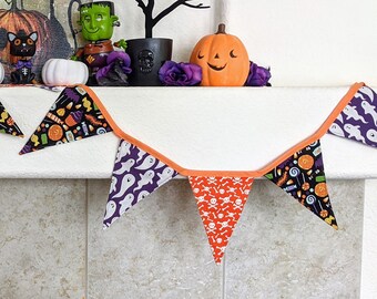 Fun Halloween Fabric Bunting - Cute Spooky Decor - Kid Friendly Halloween Decor - Halloween Party Garland -