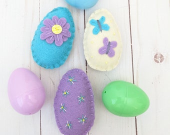 Felt Easter Egg Set - Hand Stitched Felt Eggs - Spring Basket Filler - Pastel Eggs - Easter Basket Filler - Easter Gift - Spring Bowl Filler