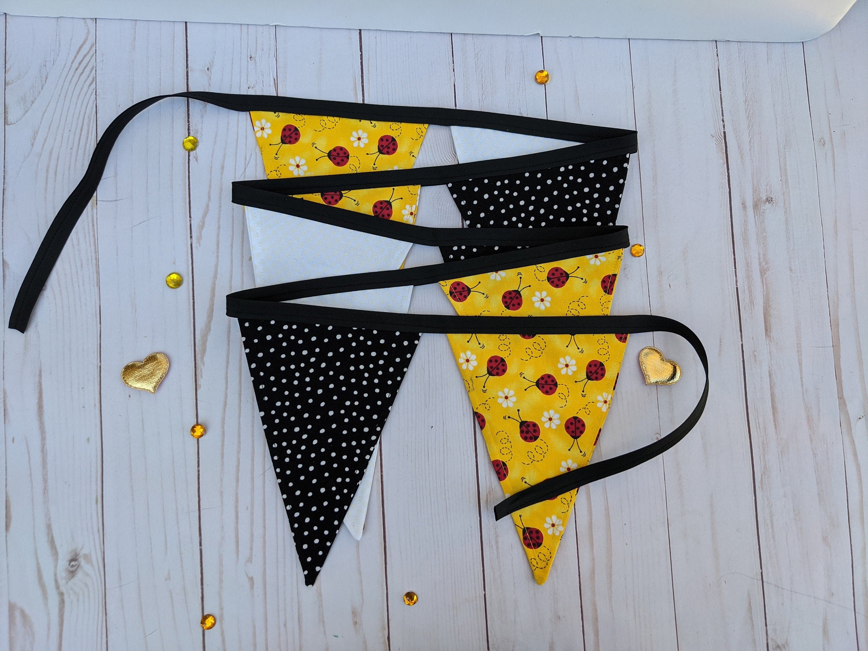 Ladybug Fabric Bunting Ladybug Garland Ladybug Theme Summer Decor Spring Decor Mantel Decor Garden Theme Garden Party