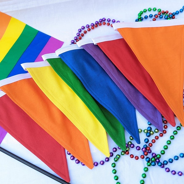 LGBTQ+ Pride Banner - Pride Banner - Gay Pride Garland -Rainbow Fabric Bunting -Rainbow Pennants -Rainbow Flags -Rainbow Party Decor -LGBTQ