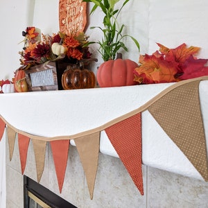 Fall Fabric Banner Fall Bunting-Autumn Garland Earth Tone Decor-Fall Mantel Decor Thanksgiving Decor Thanksgiving Garland Autumn Decor image 2