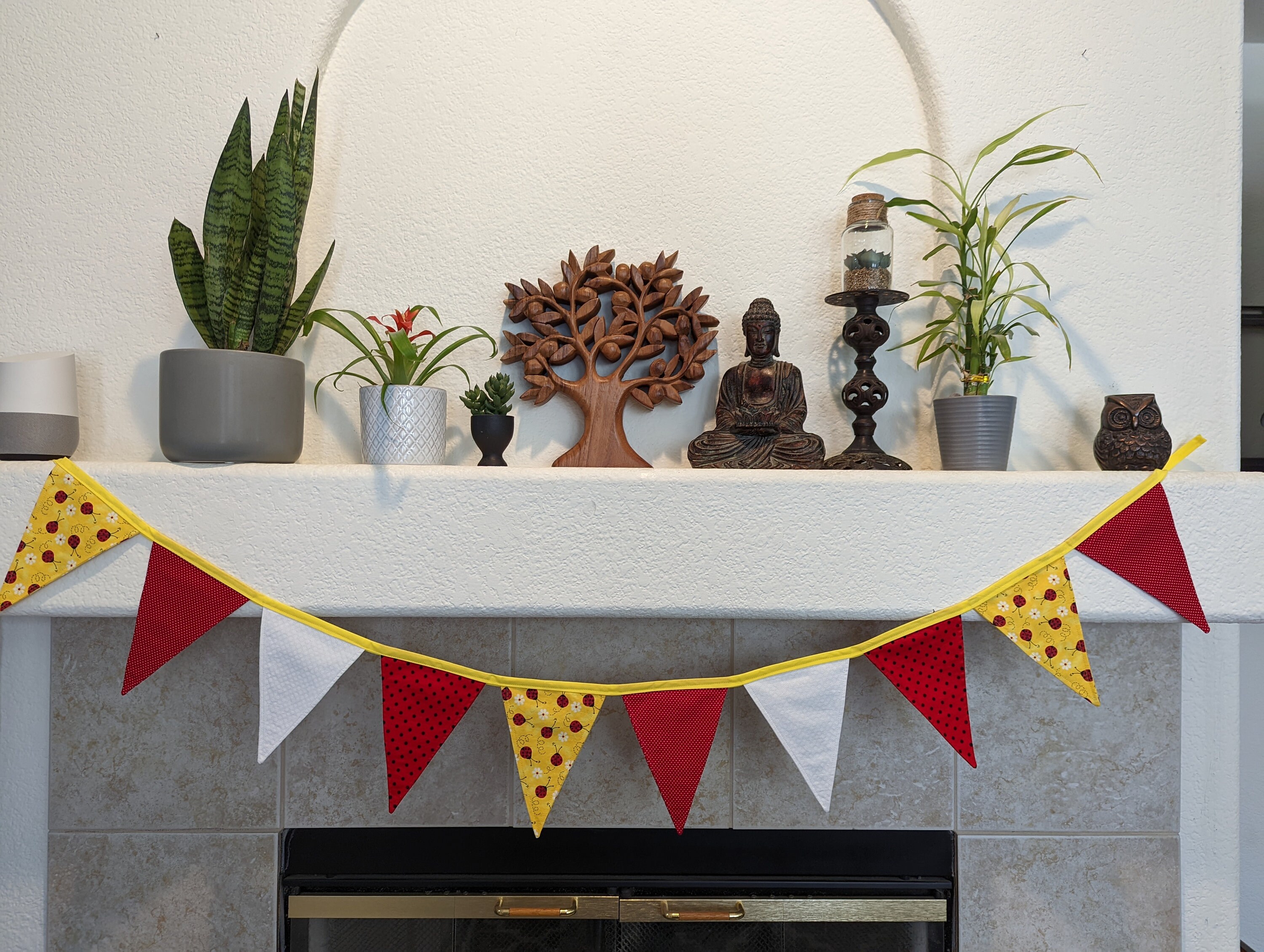 Ladybug Fabric Bunting Ladybug Garland Ladybug Theme Summer Decor Spring Decor Mantel Decor Garden Party Ladybug Birthday