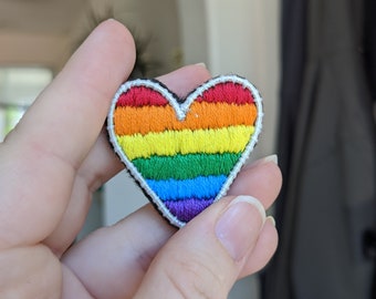 Love is Love Brooch - Hand Embroidered Felt Pin -LGBTQ Pride Pin-LGBTQ flag -Rainbow Heart Brooch -Gay Pride Pin  Embroidered Felt Pin- gay