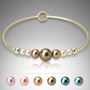 Gouden parelarmband | Sierlijke stapelarmband | Luxe sieraden voor elke dag | Hawaiiaanse goudgevulde stapelarmband | Swarovski-kristalparels