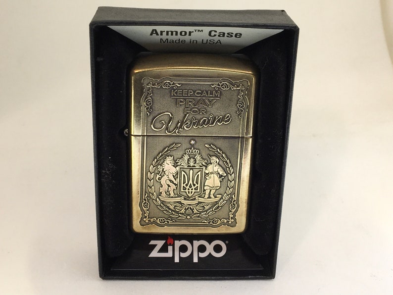 Zippo Lighter. Hand Engraving. Coat of Arms of Ukraine Ukrainian
