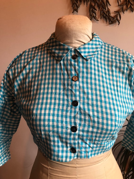 Gingham Cropped Blouse