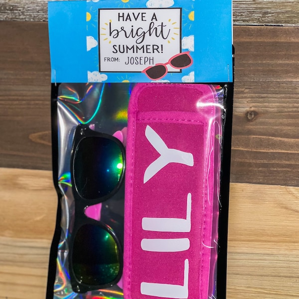 Kids Sunglasses & Personalized Popsicle Holder Gift set - end of year gift