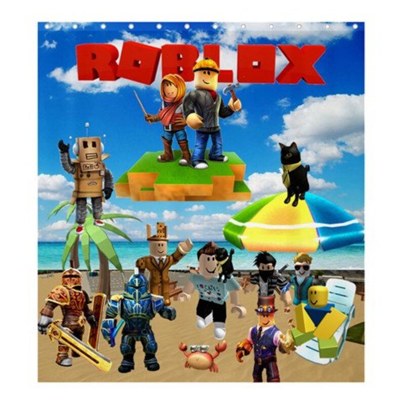 Roblox Shower Curtain Choose Size And Background Color Free Personalization - 