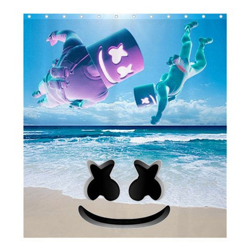 Dj Marshmello Marshmello Alone Head Floss Shower Curtain Choose Size And Background Color Free Personalization - 