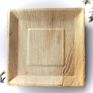 Disposable palm leaf Square  plate Natural Sustainable 25 pice deep Square 9.5&quot;