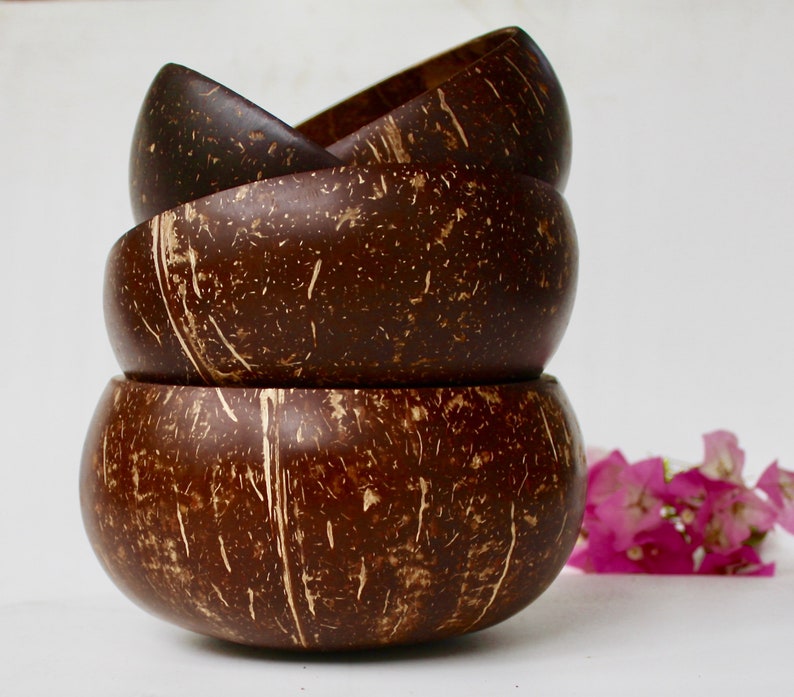 Zero waste vegan Gift Organic Jumbo coconut Rainforest Bowl Originai 2 Pice /%100 Natural Eco friendly