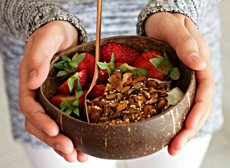 Zero waste vegan Gift Organic Jumbo coconut Rainforest Bowl Originai 2 Pice /%100 Natural Eco friendly