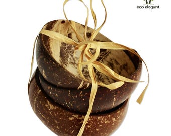 Coconut Shell Bowls | 4pcs Jumbo Set | Serving Bowls | Natural Eco Friendly Organic