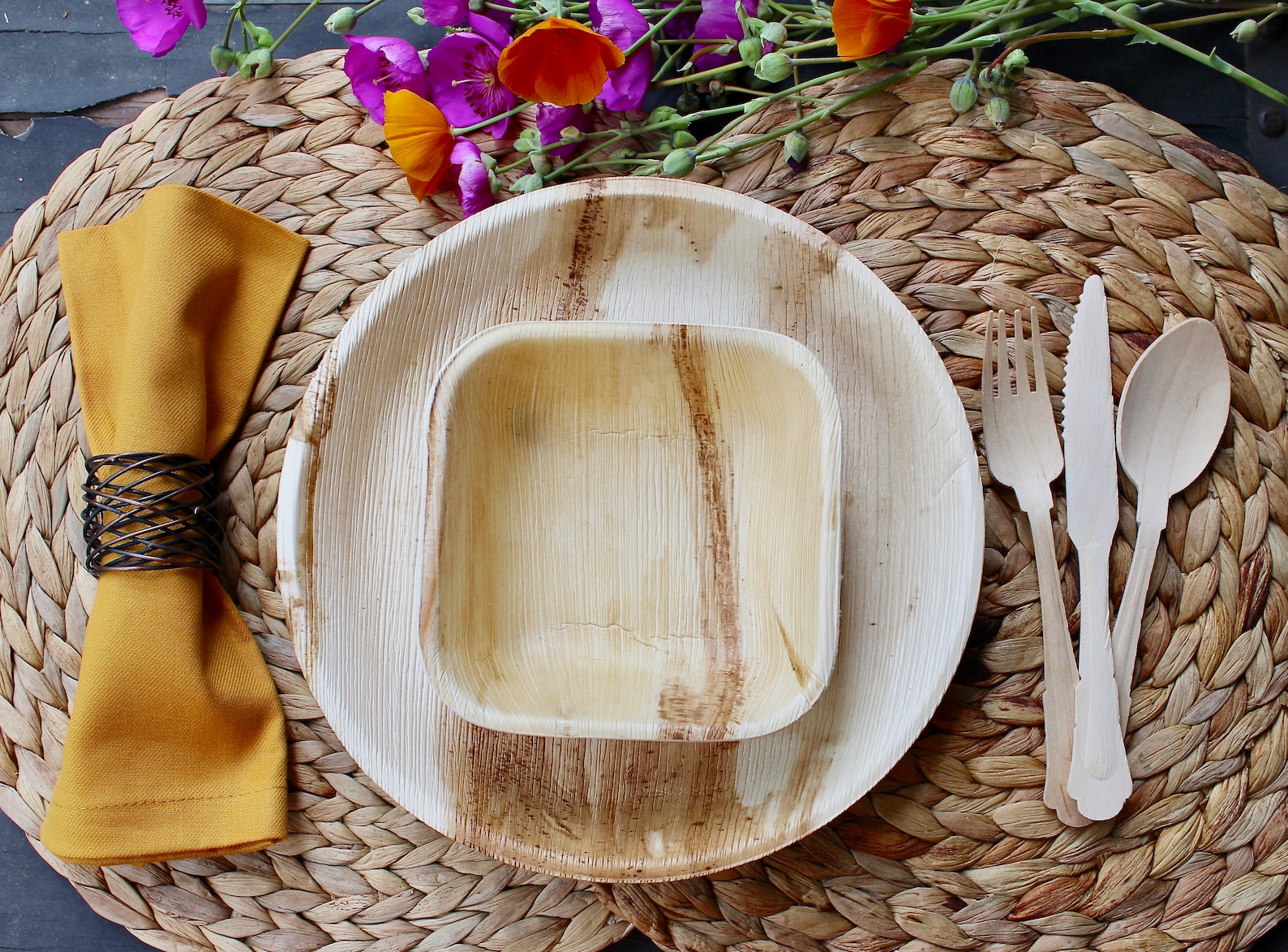 Disposable Palm Leaf Round Plate Natural Sustainable 10 Pices Etsy