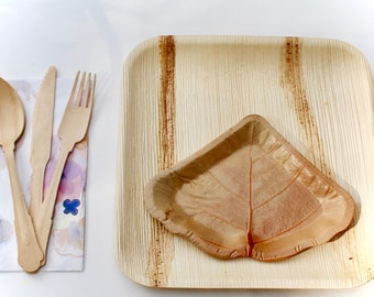 Palm Leaf & Sea Grape Plates | Disposable Eco Friendly Dessert Plates | Biodegradable Compostable Tableware