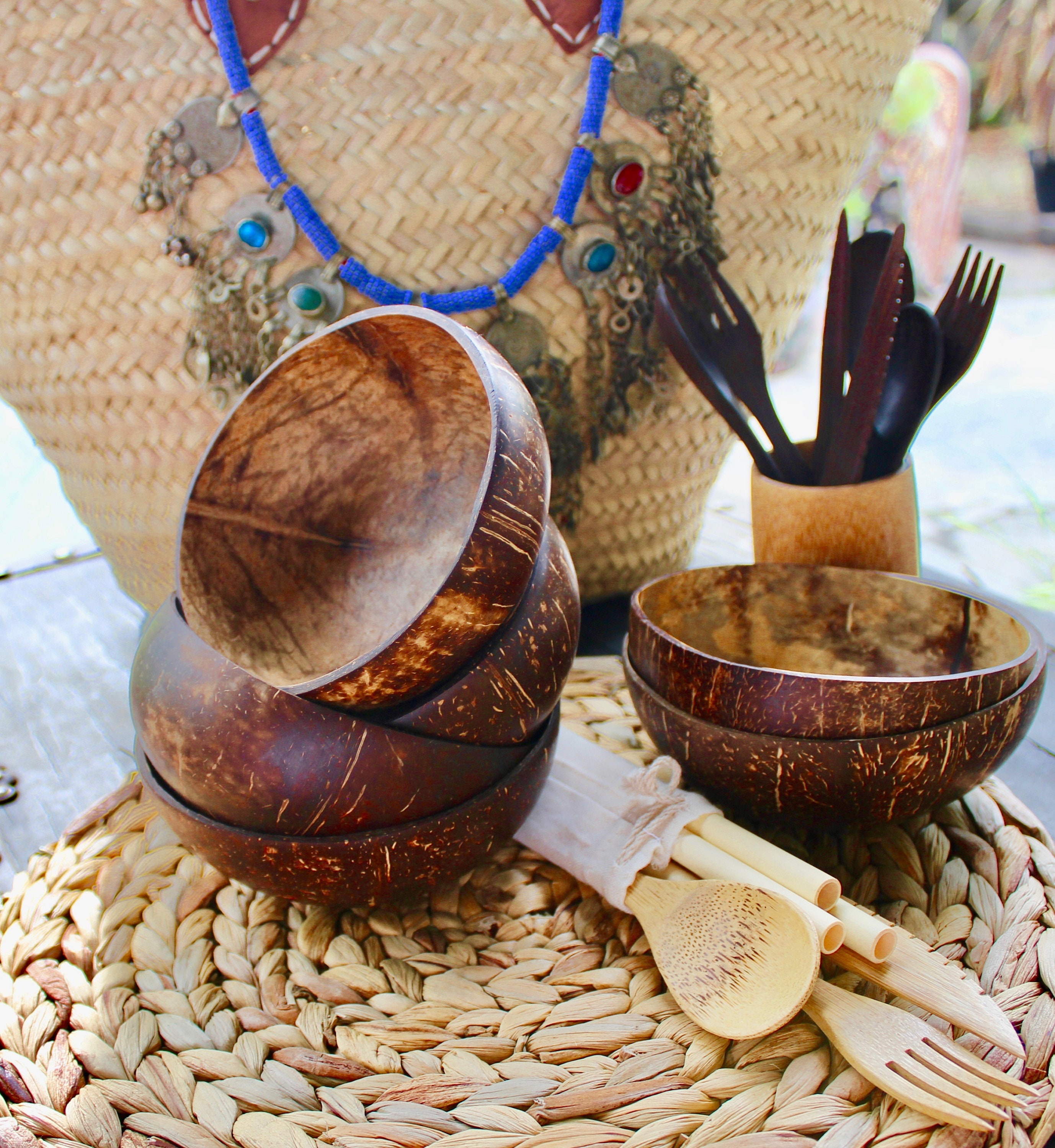 Zero waste vegan Gift Organic Jumbo coconut Rainforest Bowl Originai 2 Pice /%100 Natural Eco friendly