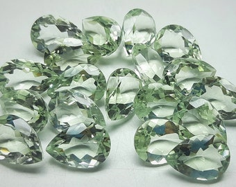 Faceted Pear Green Amethyst Gemstone: Jewelry Making Stone (6x9 to 15x20 mm)