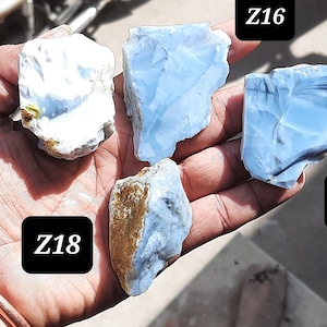 Natural Blue Opal Rough Gemstone: Raw Opal Crystal Specimens Slices Slabs Chunk Rock