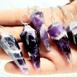 Wahadło fasetowane z ametystu, wahadło punktowe, uzdrawiające wahadło, radiestezja, równoważenie energii, reiki, oczyszczanie aury, pomiar czasu, uzdrawianie energią duchową