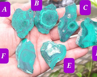 Fette di malachite naturale non lucidate, pietra preziosa di malachite grezza di qualità AAA, pietra preziosa di malachite, campione di malachite, pezzo di malachite, malachite grezza
