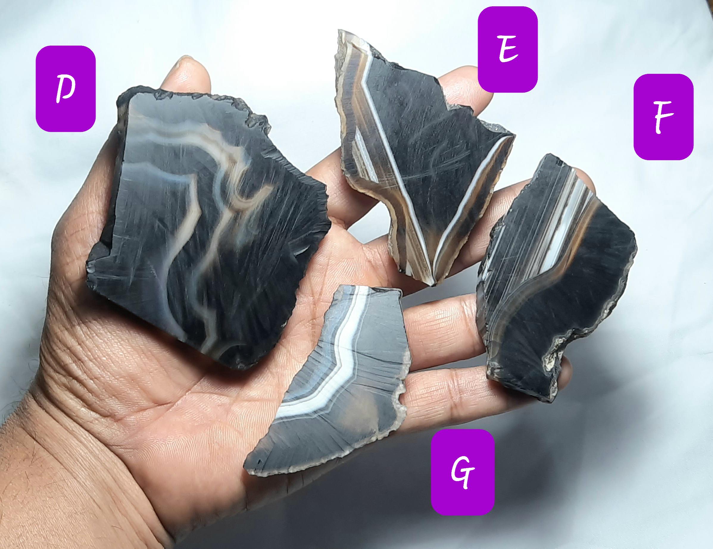 Black Banded Onyx Rough Gemstone:dyed Onyx Slice,unpolished Onyx,rock ...