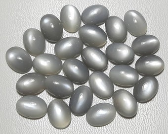 Cabujón ovalado de piedra lunar gris AAA: piedra preciosa para joyería (de 3 x 5 a 15 x 20 mm)