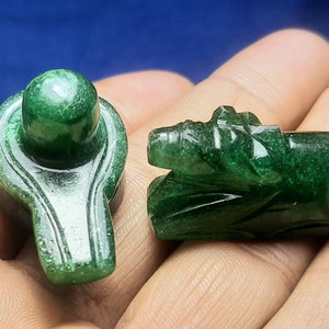 Green Aventurine Shivlingam Nandi Statue,Shivlingam Nandi Carving,Home Decor,Shiv Nandi Gemstone, Green Aventurine Shiv Nandi Pair,Shiv puja