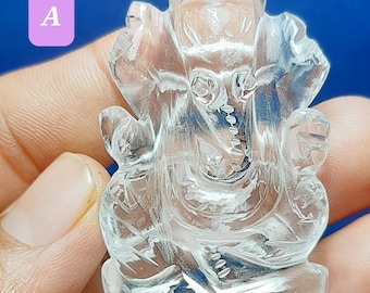 Crystal Quartz Ganesh Carving Statue, Religious Idol, Home Decor, Prosperity, Wealth