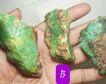 Natural Chrysoprase Rough Gemstone Slices, Specimens, Raw Material