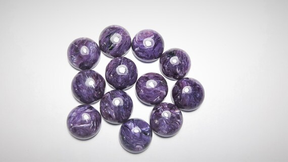 【訳あり特価｜一点物】大玉チャロアイト 13-14mm 内径17cm 天然保証 天然チャロアイト ラウンド カボション 宝石: ヒーリング クリスタル