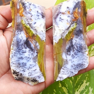 Natural Dendritic Opal Rough Gemstone,Dendritic Opal Raw Slices,Dendritic Opal Slab,Healing Dendritic Opal Specimen,Dendritic Opal Crystal