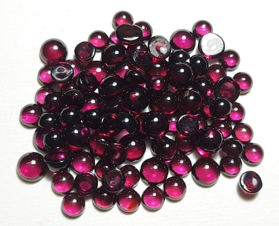 thumbnail image 2 of Natural Red Garnet Cabochons, Round Loose Gemstones 3mm To 8mm, Lot For Jewelry Making 2 of 5