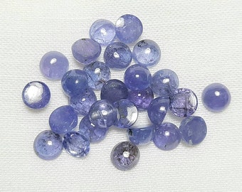 Cabujón redondo de tanzanita AAA (5 x 5 mm) para joyería, anillos, pendientes, colgantes, etc.