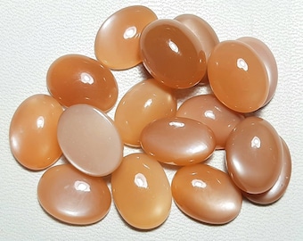 Natural Peach Moonstone Oval Cabochon: Loose Gemstone for Jewelry