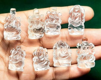 Crystal Quartz Ganesh Statue, Religious Idol Carving, Home Decor, Diwali Puja