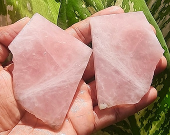 Natural Rose Quartz Rough Gemstone: Raw Pink Crystal Slices