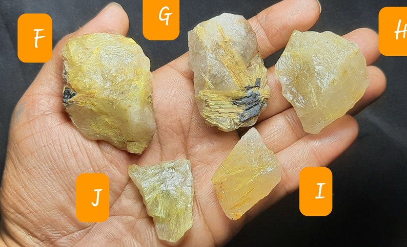 Golden Rutile Quartz Specimen: Raw Crystal Slice, Healing Stone - Etsy