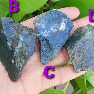 Raw Moss Agate: Green Jasper Crystal Specimens, Slices