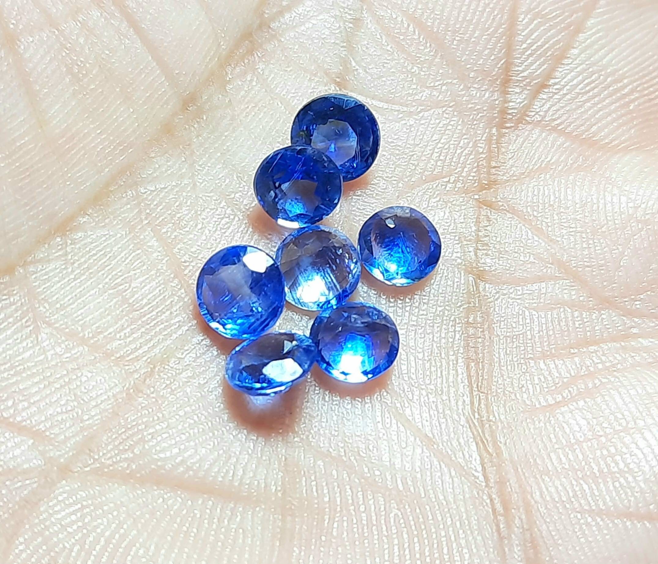 Pietra Preziosa Naturale Di Cianite Blu Forma Rotonda Cabochon - Foto 8