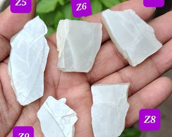 Natural White Moonstone Slab: Unpolished Rough Gemstone Specimens