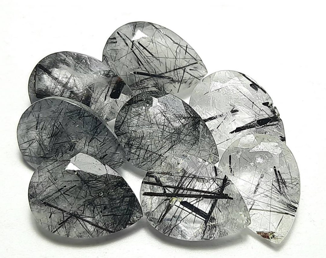 Natural Black Rutile Quartz Pear Faceted Gemstone.rutile Etsy