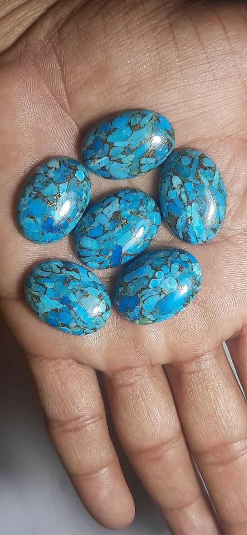 Lot En Gros De Cabochons Turquoise Mohave AA++ Forme Ovale – Pierres Précieuses Naturelles, Qualité Excellente