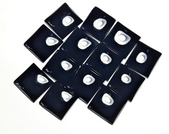 Black Onyx Square Cabochon, AAA Quality Gemstone, Sizes 5x5 to 22x22 MM